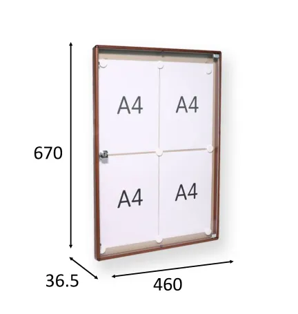 TABLÓN DE ANUNCIOS VERTICAL GRANDE EFECTO MADERA OSCURA 670 x 460 x 36.5